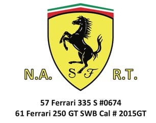 Ferrari logo with model numbers listed.