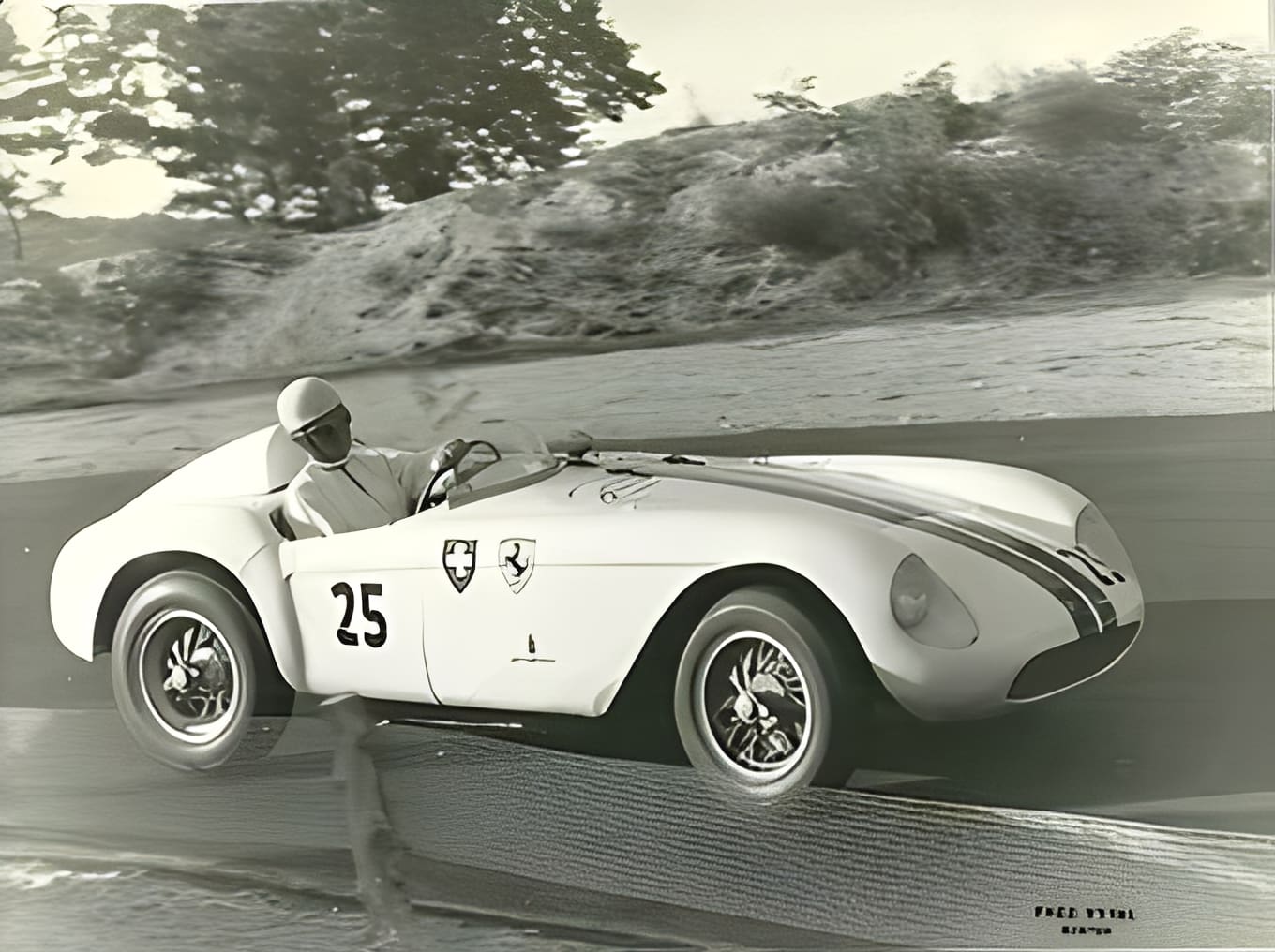 Vintage race car speeding on track