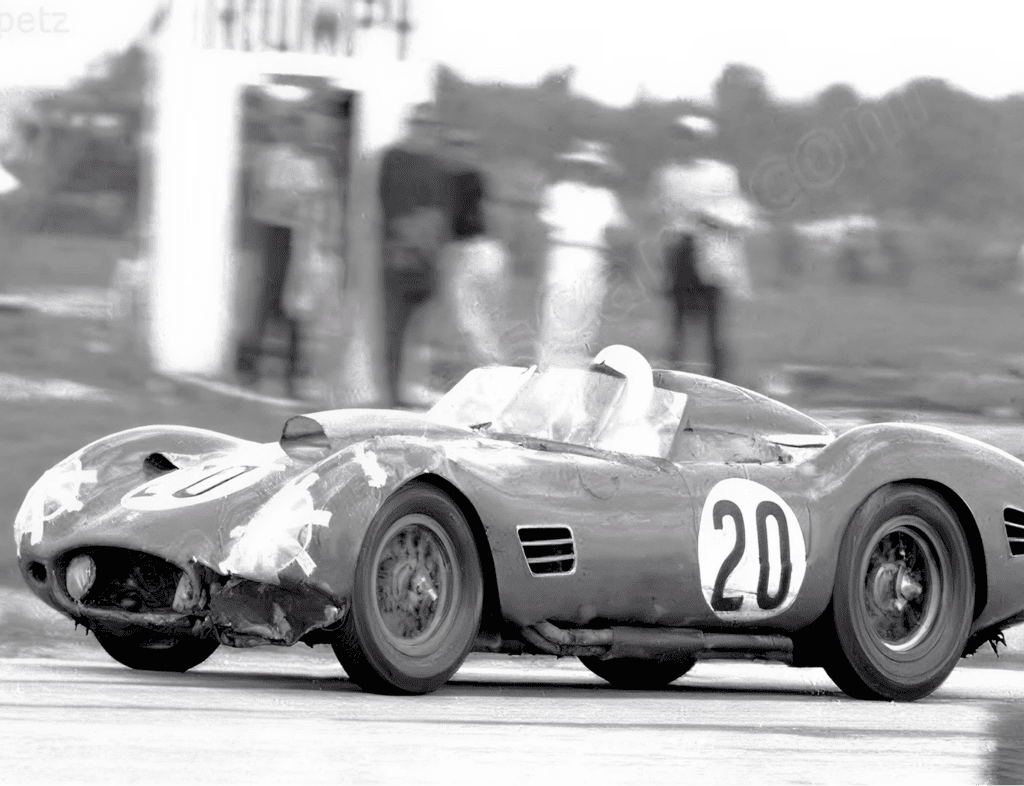 Retro racing car in motion