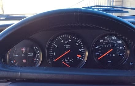 Vintage car instrument panel close-up