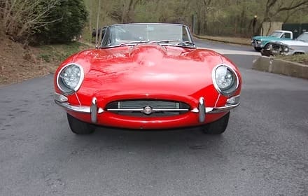 Front view of retro red vehicle