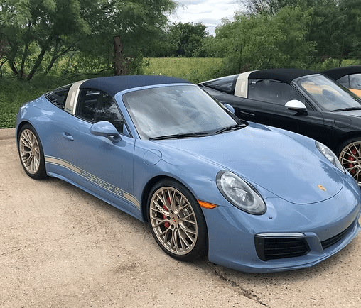 Blue sports car parked outdoors