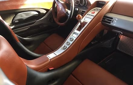 Modern car dashboard with wood accents
