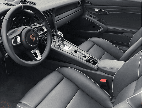 Luxury car interior with leather seats