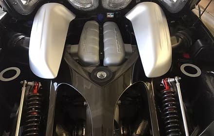 High-performance vehicle engine close-up