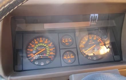Vintage car instrument panel close-up