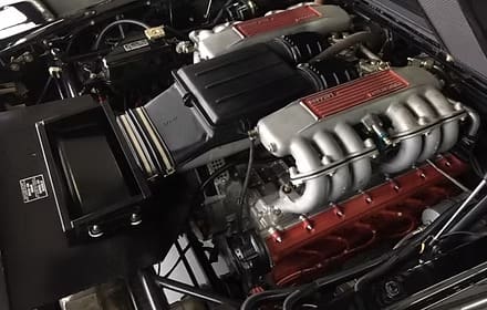 Car engine with red detailing