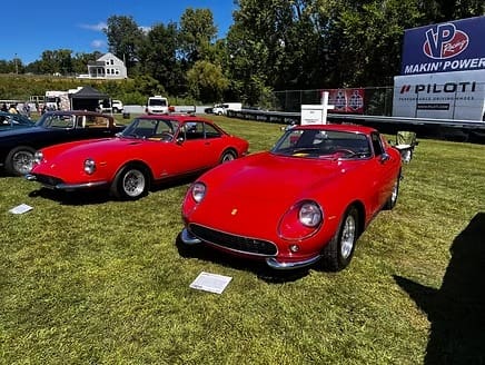 Vintage Ferraris at a car show