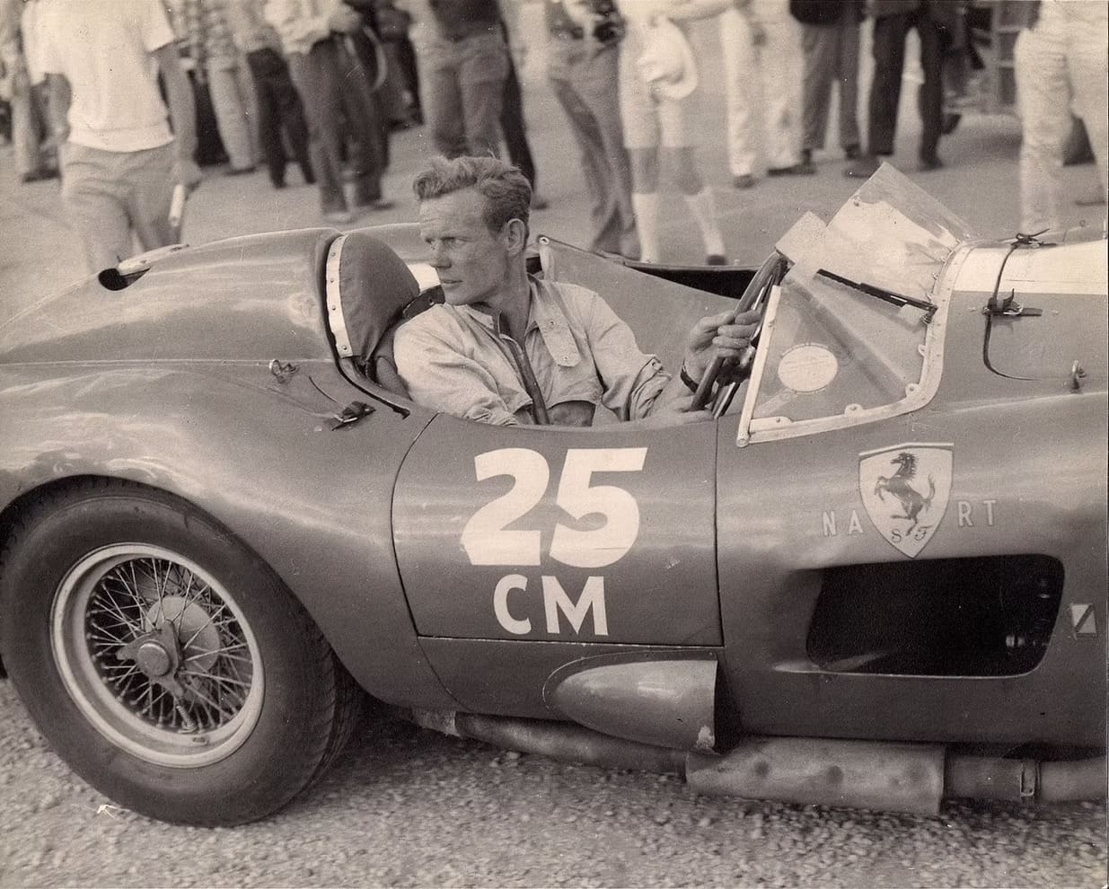 Vintage race car with driver