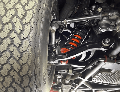Close-up of vehicle suspension components