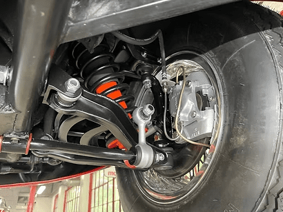 Car suspension system and tire close-up