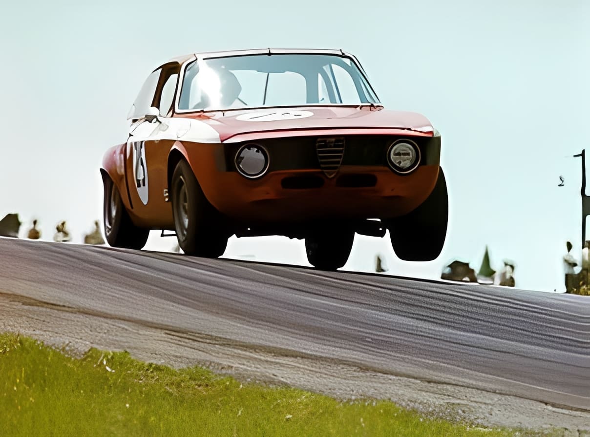 Vintage car racing on a track